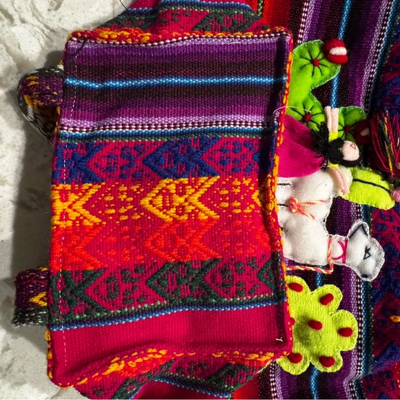 Colorful Peruvian Embroidered Drawstring Bag - Picture 3 of 5